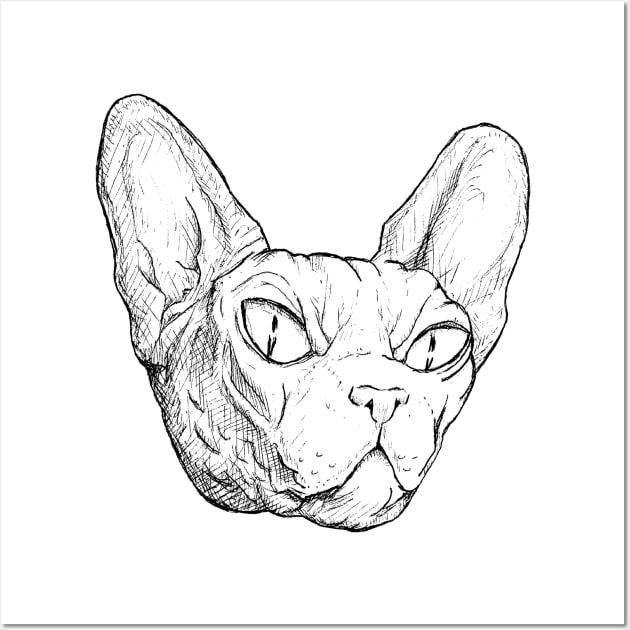 Evil Cat Ink Sketch Wall Art by AwePup